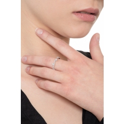 Corrugated ring with diamonds in white gold 18k 2