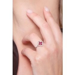 Ring with rubies and diamonds in white gold 18k 2