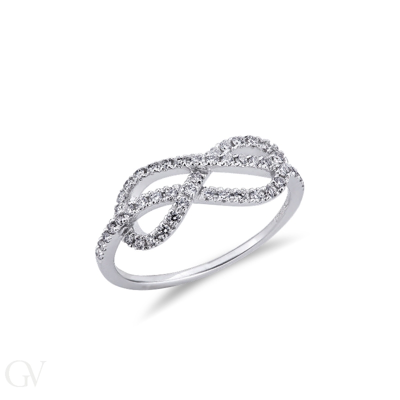 Diamond knot ring white gold 18k