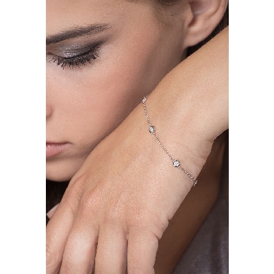 Alternate bracelet in white gold 18k, 18 cm with diamonds 0,35 ct