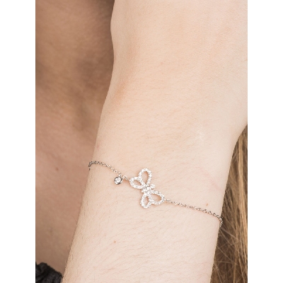 18k white gold bracelet with butterfly charm with diamonds