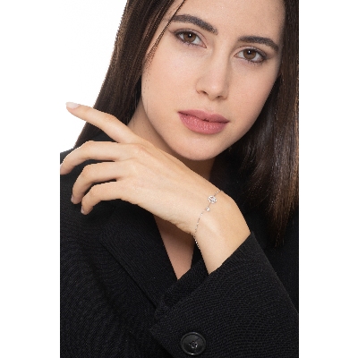 18k white gold bracelet with peace symbol with diamonds