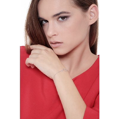 Bracciale in oro Bianco 18k con Cuore in Diamanti