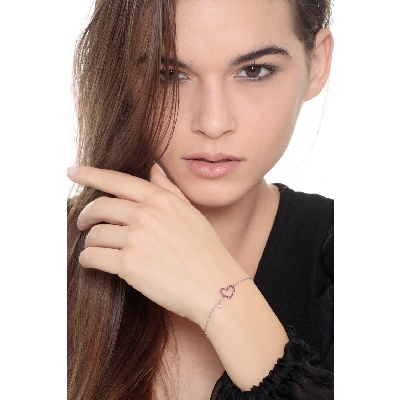 18k white gold bracelet with ruby heart 