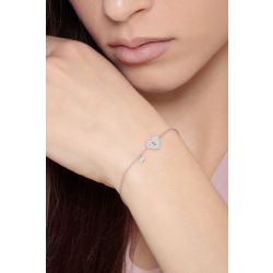 18k white gold bracelet with lock heart charm 2