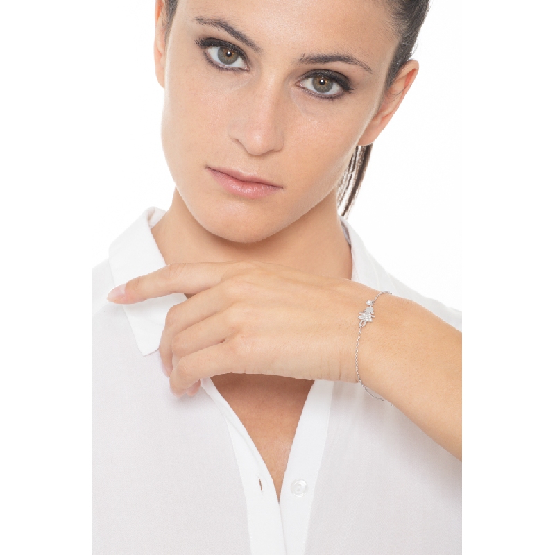 18k white gold bracelet with diamond girl charm