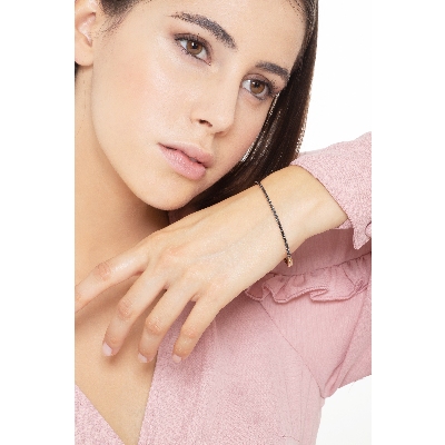 18k rose gold rigid bracelet with black diamonds