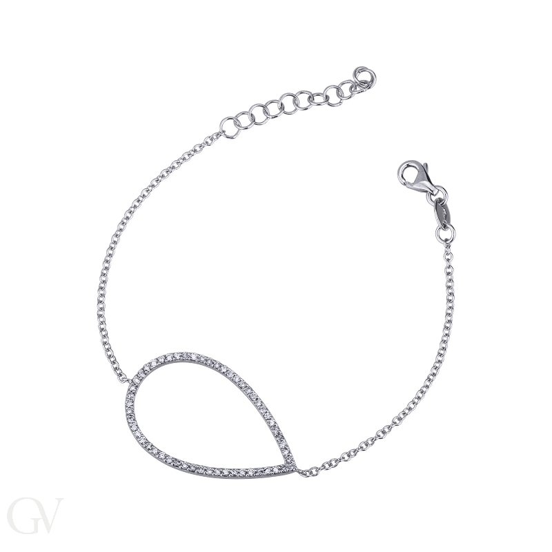 18k white gold bracelet with big oval charm