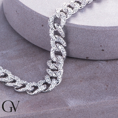 18k white gold cuban link with diamonds 