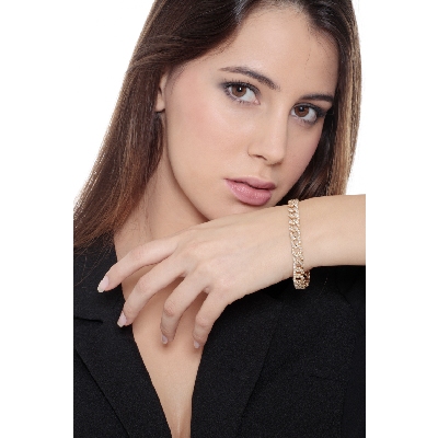 Bracciale maglia groumette in oro Giallo 18k con Diamanti