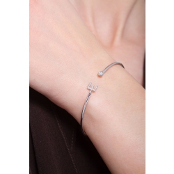 Bracciale rigido in oro bianco 18k con lettera E in diamanti 2