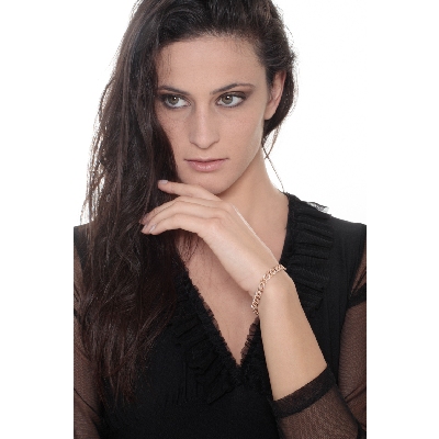 Bracciale groumette alternato in oro rosa 18k e diamanti