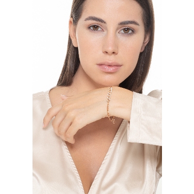 18k rose gold bracelet with groumette section with diamonds