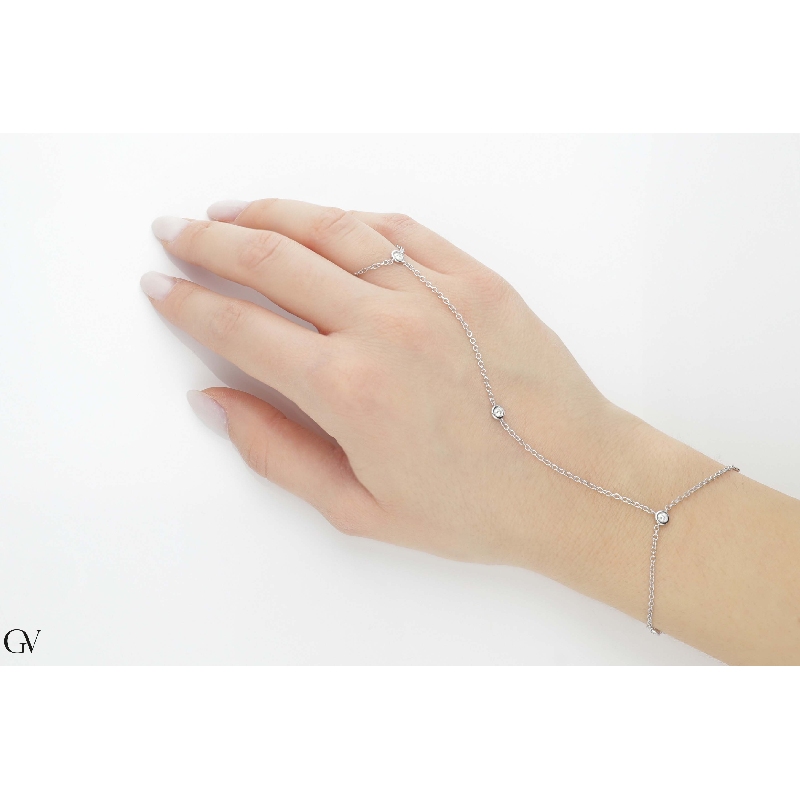 Amen Bracciale Baciamano Donna In Argento 925 Color Oro Con Zircone Bianco - Collezione Baciamano, Referenza BAMAGBZ2