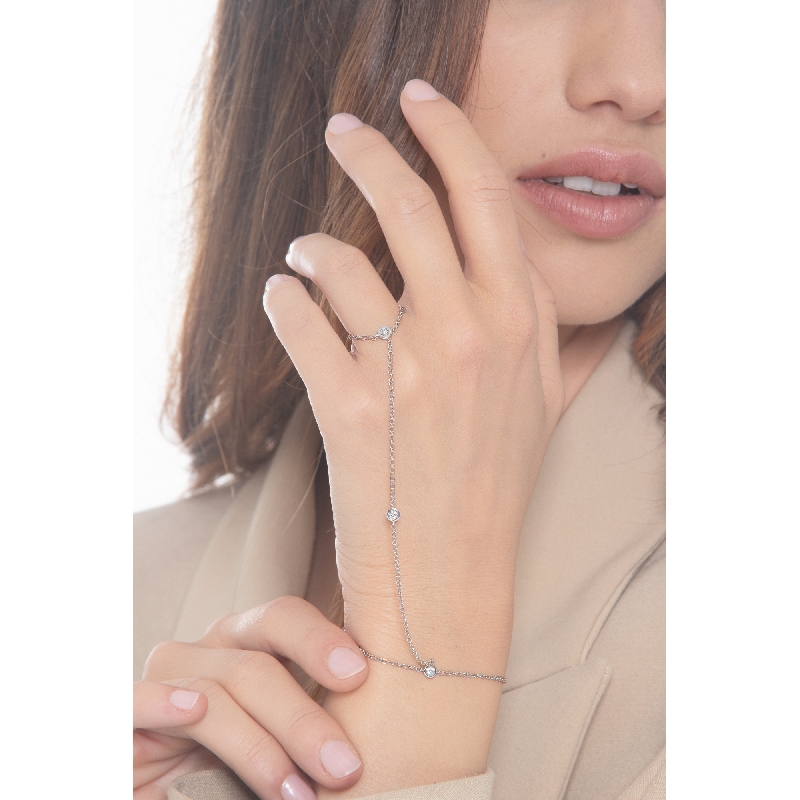 Slave bracelet with diamonds in 18k white gold