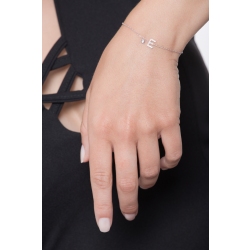 Bracciale lettera E in oro bianco 18k con diamanti 2
