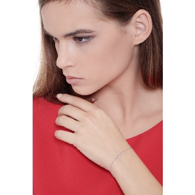 18k white gold bracelet with letter L with diamonds