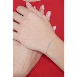 18k white gold bracelet with letter L with diamonds 2