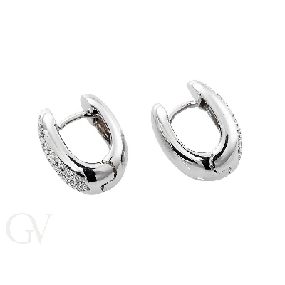 White gold 18k hoop earrings with diamonds 