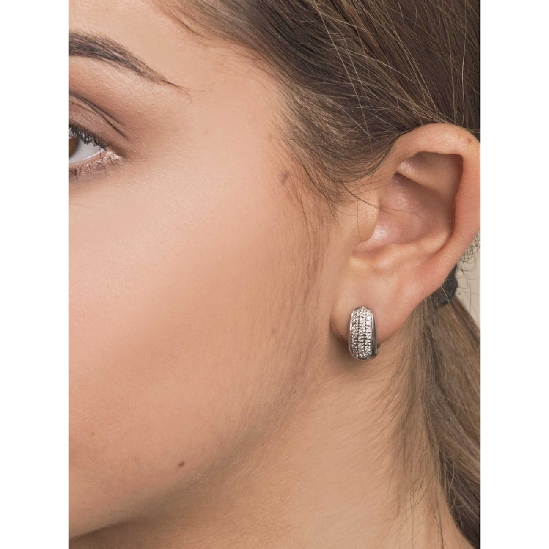 White gold 18k hoop earrings with diamonds 