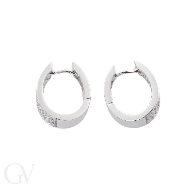 White gold 18k hoop earrings with diamonds pavé