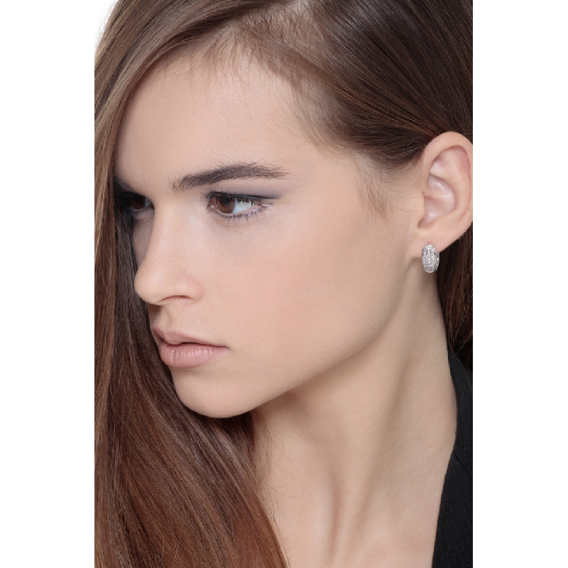 White gold 18k hoop earrings with diamonds pavé