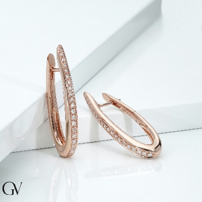 Earrings in rose gold 18k with diamonds 