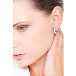 White gold 18k hoops with central black diamonds and white diamonds  2