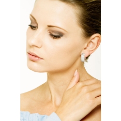 18k white gold hoop earrings with diamonds, ct 2,60 2