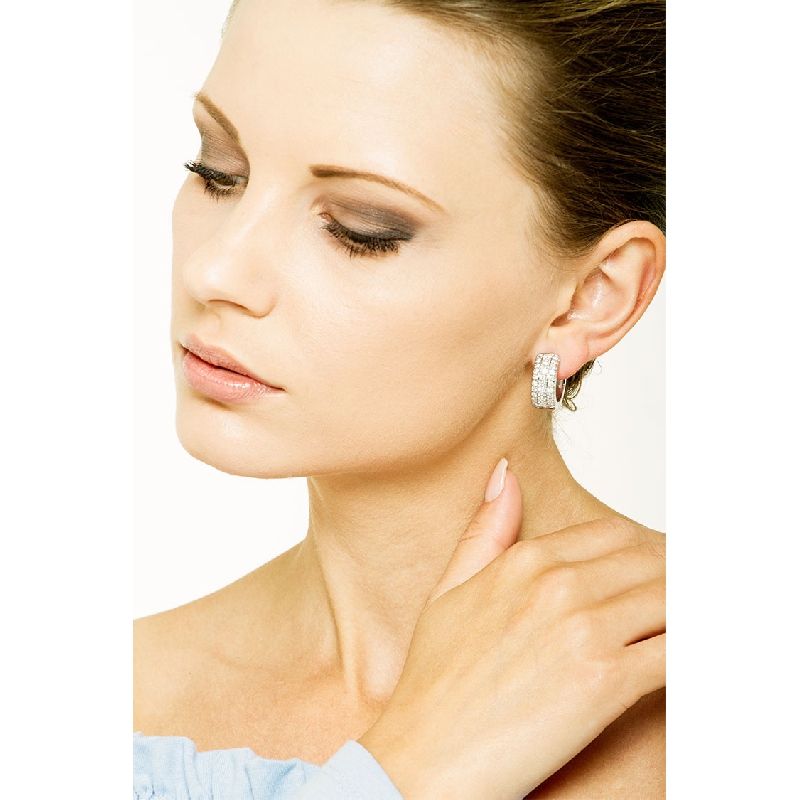 18k white gold hoop earrings with diamonds, ct 2,60