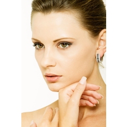 18k white gold hoop earrings with black and white diamonds  2