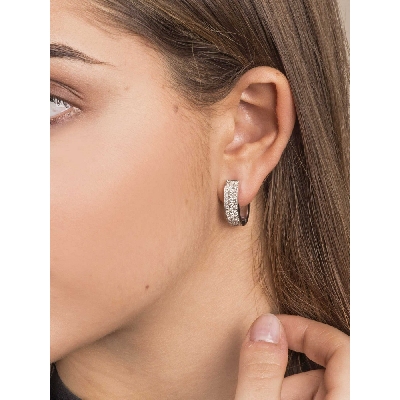 Woman oval earrings in white gold 18k with diamonds 