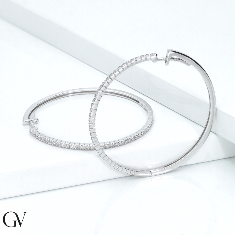 18k white gold hoop earrings with diamonds