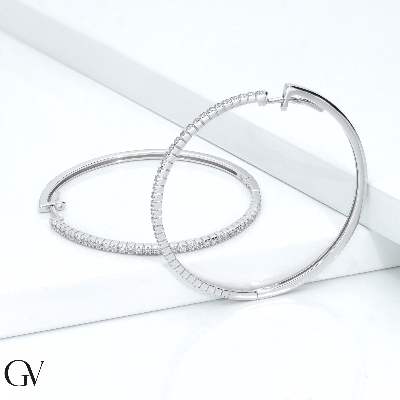 18k white gold hoop earrings with diamonds