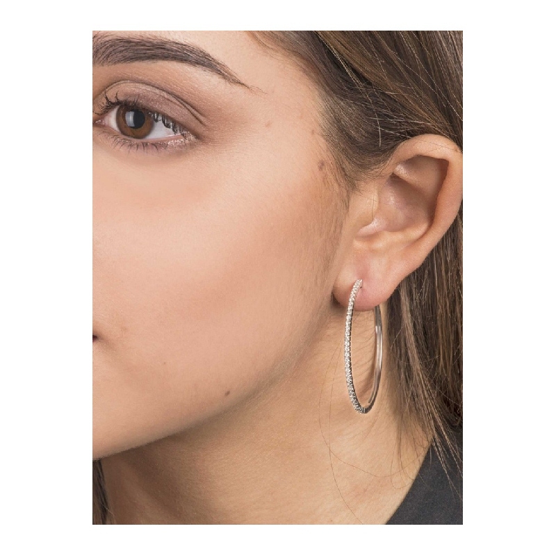 18k white gold hoop earrings with diamonds