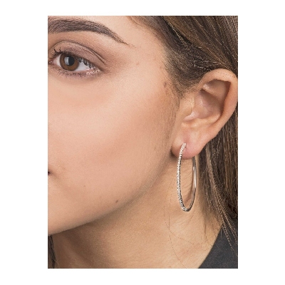 18k white gold hoop earrings with diamonds