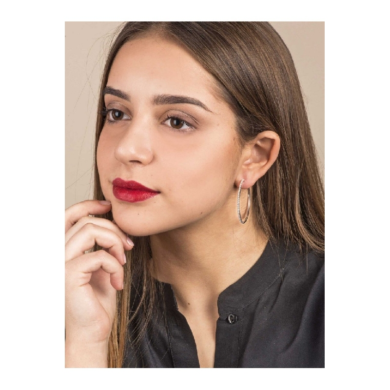 18k white gold hoop earrings with diamonds