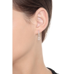 Mono Orecchino in Oro Bianco 18k con lettera D in Diamanti, ct. 0,17 2