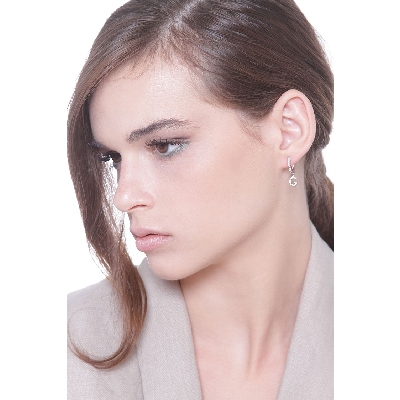 Single earring with pendant letter G  with diamonds