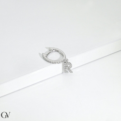 Single pendant in white gold and diamonds letter R 2