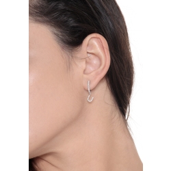 Mono Orecchino in Oro Bianco 18k con lettera U in Diamanti, ct. 0,15 2