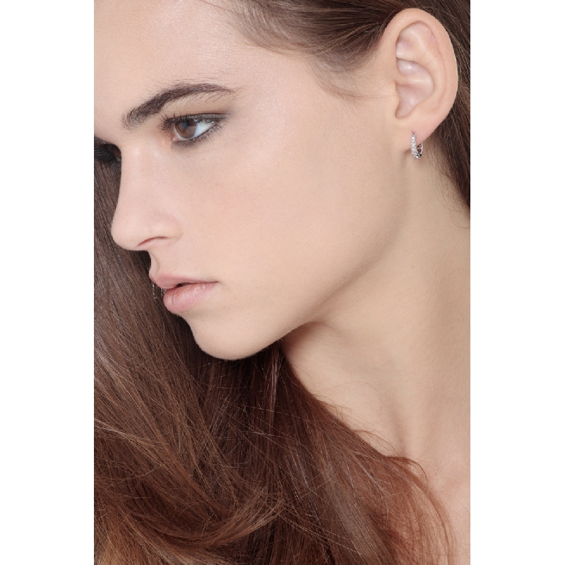 18k white gold hoop diamonds earrings 