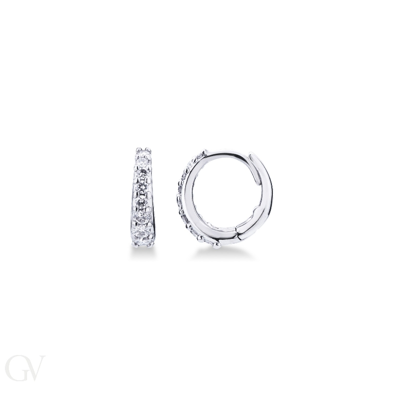 18k white gold hoop diamonds earrings 