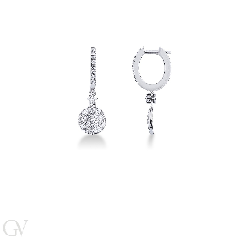 Oval earrings in white gold 18k with diamonds 