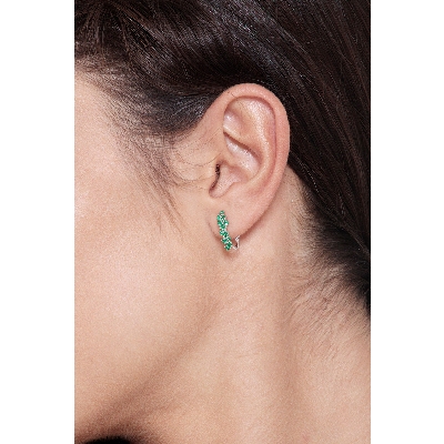 18k white gold hoop earrings with emeralds