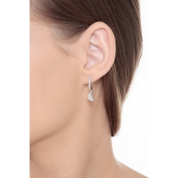 White gold 18k hoops with diamonds moon pendant  2