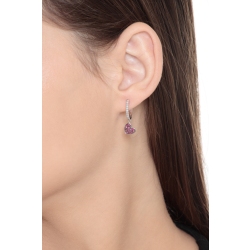 White gold 18k earrings with rubies hearts  2