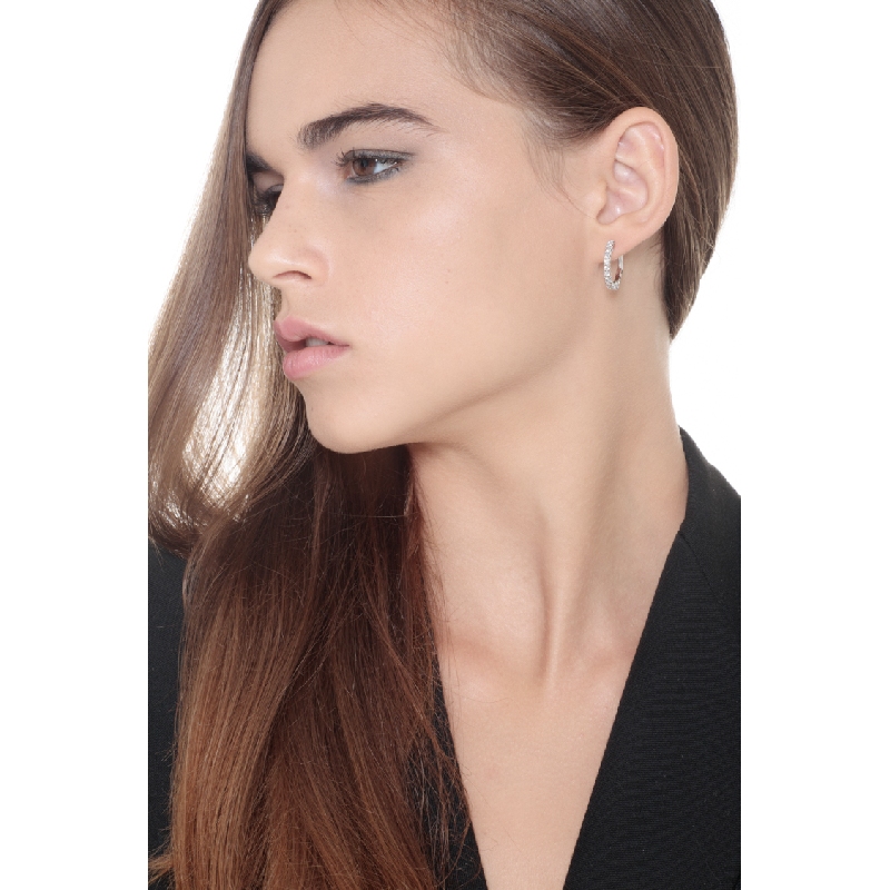 White gold 18k hoop earrings with diamonds 0,90 ct