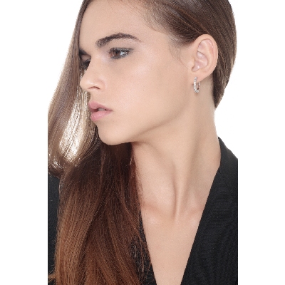 White gold 18k hoop earrings with diamonds 0,90 ct