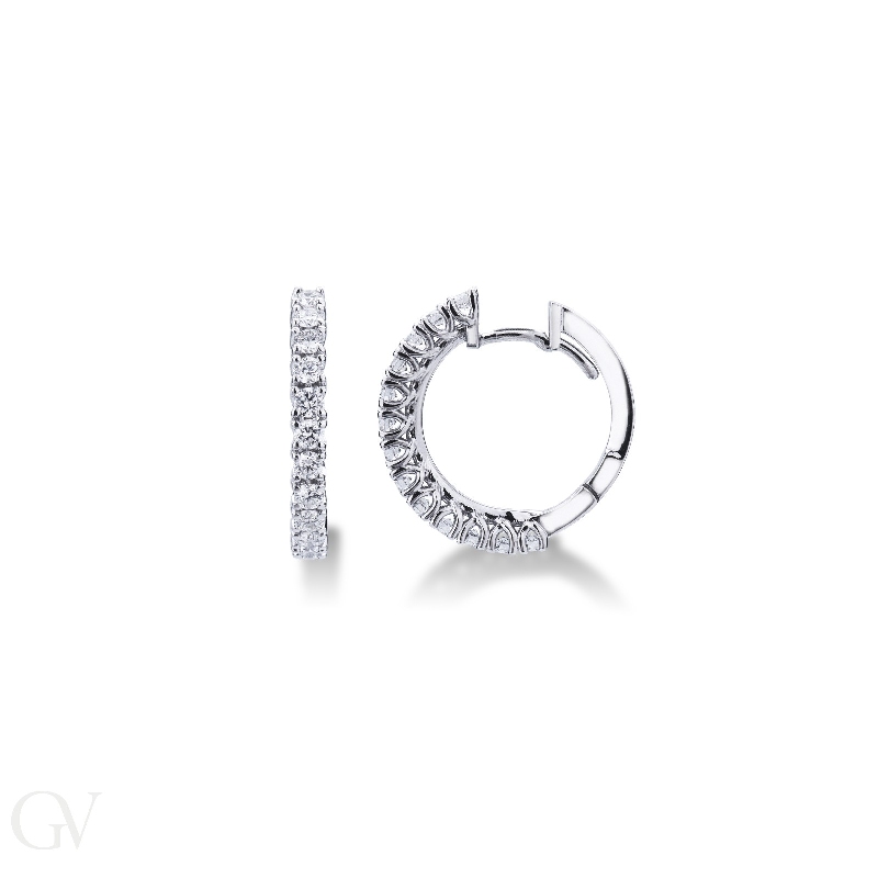 White gold 18k hoop earrings with diamonds 0,90 ct